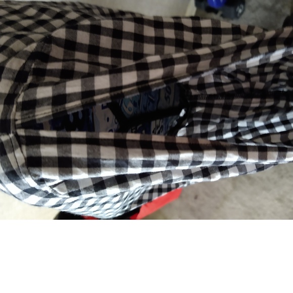 LOFT - BLACK & WHITE CHECKED LONG SLEEVE SHIRT - SLEEVES HAVE TIES - SIZE SP - Picture 3 of 9